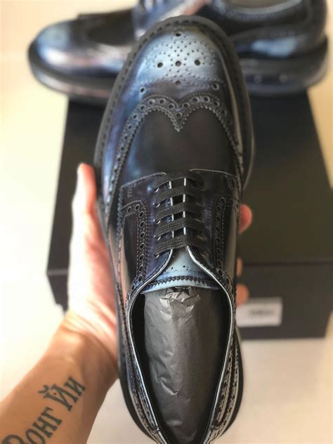 prada levitate brogue 6.5|Brushed Leather Derby Brogue Shoes .